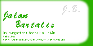 jolan bartalis business card